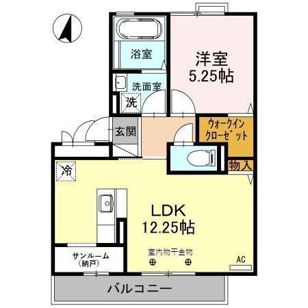 ユニ ステイ壱番館(1LDK/2階)の間取り写真