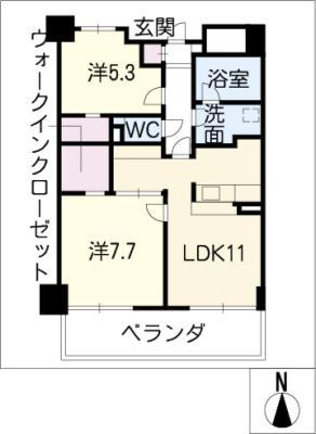 ジョイフル砂田橋CASA EST(2LDK/2階)の間取り写真