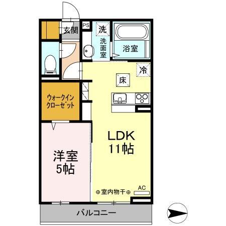 エトワール福生(1LDK/1階)の間取り写真
