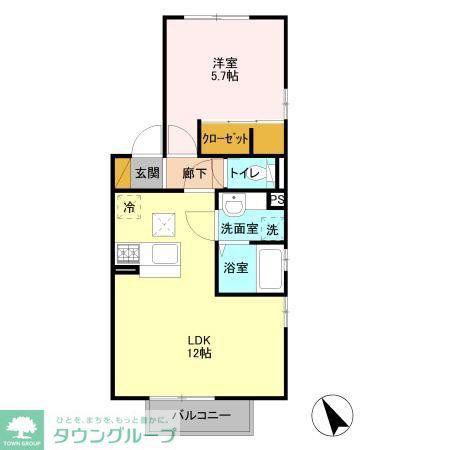 シャルマン(1LDK/2階)の間取り写真
