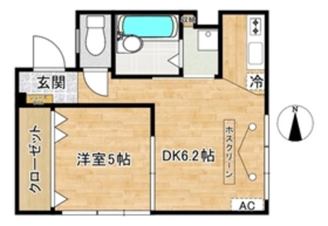 山王パレス(1DK/1階)の間取り写真