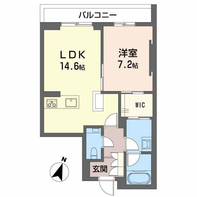 AZUR米山(1LDK/1階)の間取り写真