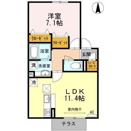 トレフルブラン(1LDK/1階)の間取り写真