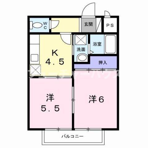 ピュアハイツ川口(2K/2階)の間取り写真