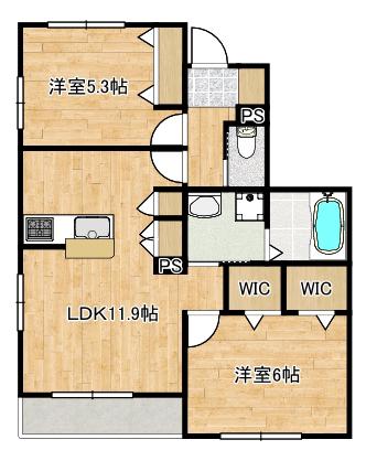 PARK SIDE TERRACE(2LDK/1階)の間取り写真