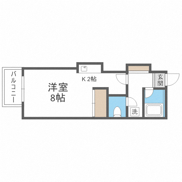 ティアラTRIPLEONEDEM(1K/1階)の間取り写真
