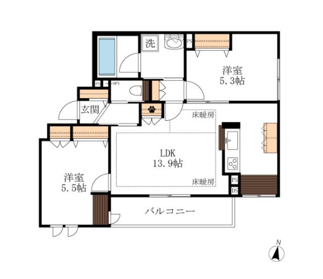 ANNEX R(2LDK/2階)の間取り写真