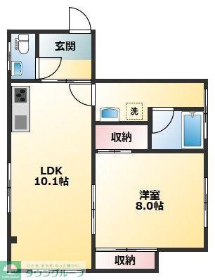 ドミールアップスカイ(1LDK/1階)の間取り写真