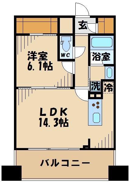 ZOOM府中(1LDK/10階)の間取り写真