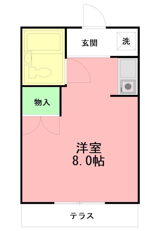 ロオジェ湘南平塚(ワンルーム/1階)の間取り写真