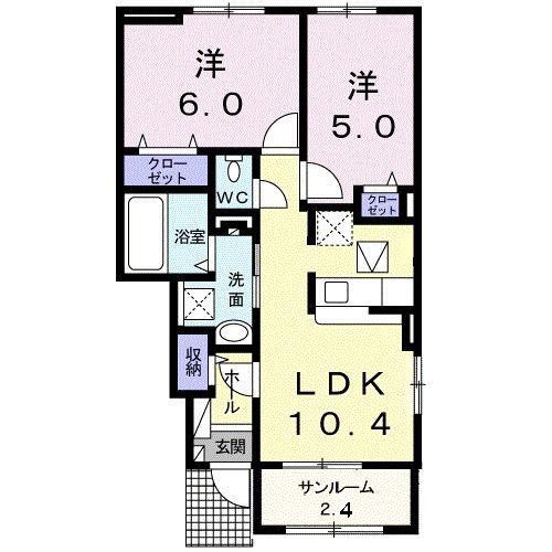 プランドールM VI(2LDK/1階)の間取り写真