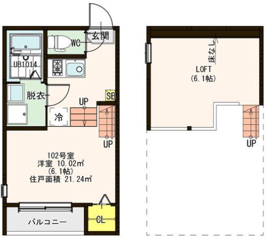 88HOUSE(1K/1階)の間取り写真