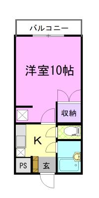カスティールイン宇都宮(1K/2階)の間取り写真