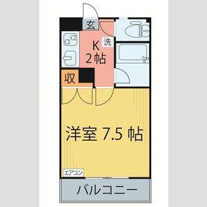 NITTO21弐番館(1K/2階)の間取り写真