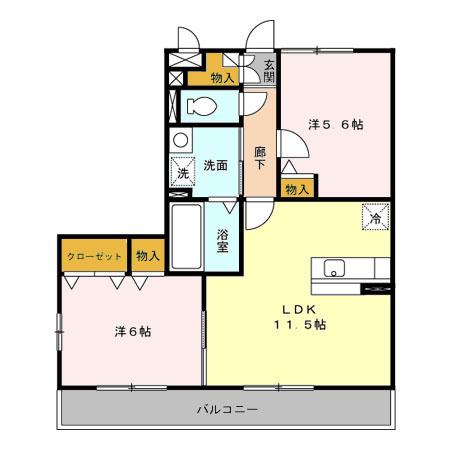 メゾン・アムール壱番館(2LDK/3階)の間取り写真