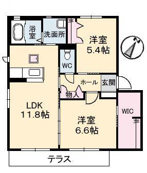 シャーメゾン・セードル(2LDK/1階)の間取り写真
