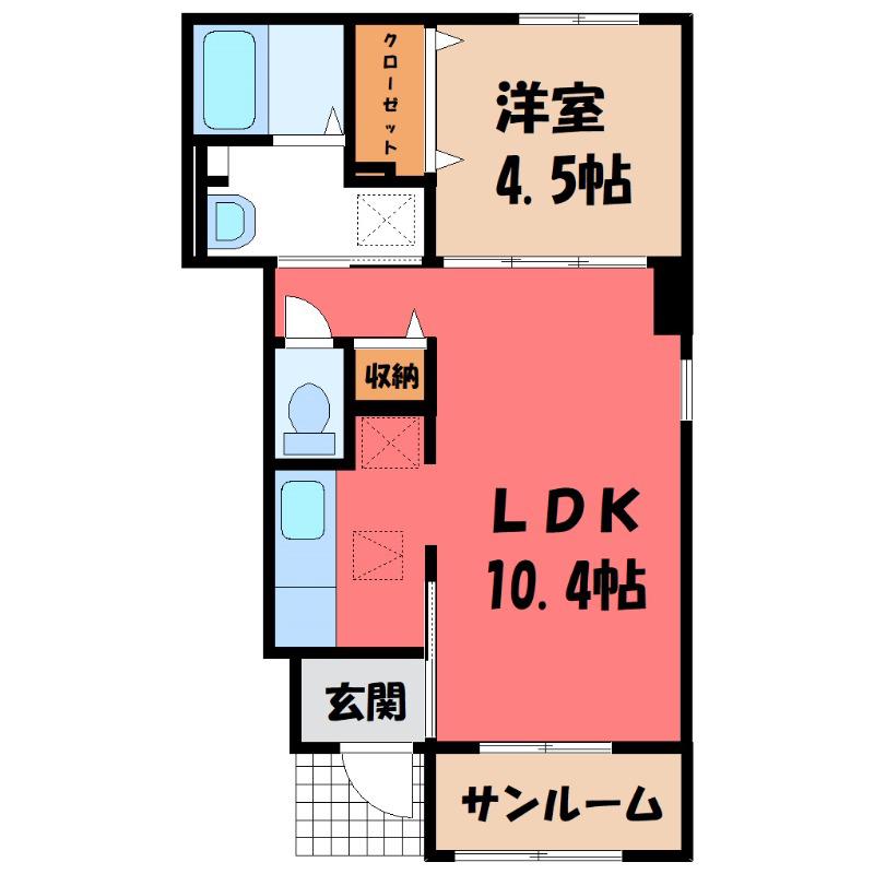 ロメイン II(1LDK/1階)の間取り写真