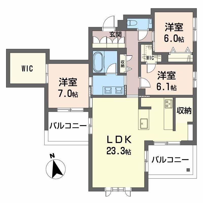 CELFENA 宝塚・川面 HAUTDEGAMME(3LDK/2階)の間取り写真