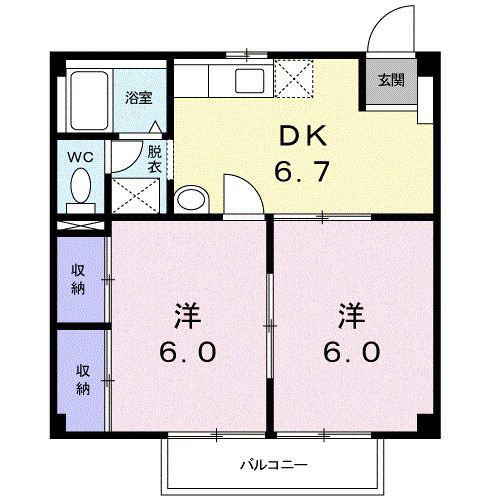 ニューシティ(2DK/1階)の間取り写真