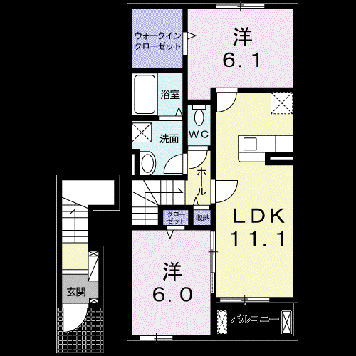 シャレム・オール K(2LDK/2階)の間取り写真