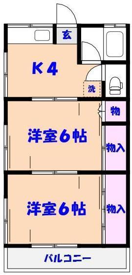 田中荘(2K/2階)の間取り写真