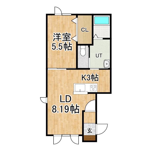ユーフォリアI(1LDK/1階)の間取り写真