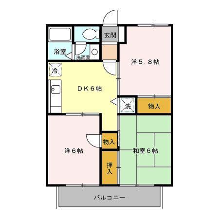 エスポワールB(3DK/1階)の間取り写真