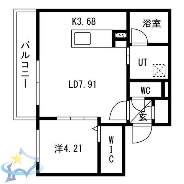 CIEL幌平橋(1LDK/2階)の間取り写真