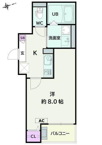 JACK KASUMIGASEKIHIGASHII(1K/2階)の間取り写真
