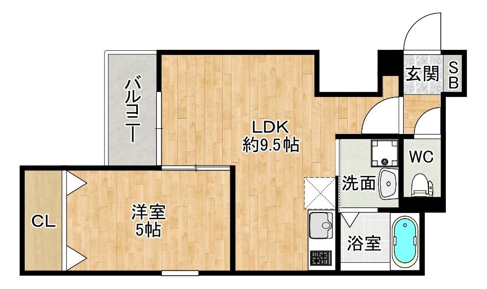 CRECIA北方(1LDK/3階)の間取り写真