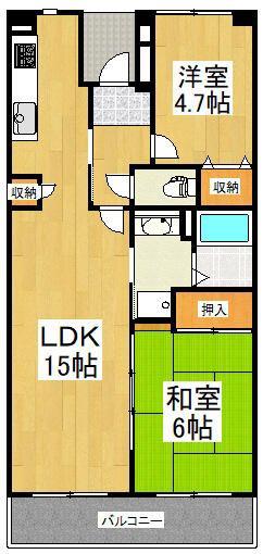 グリーンタウン美住二番街2号棟(2LDK/2階)の間取り写真
