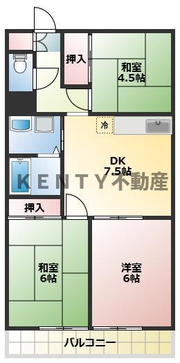 コーポ江川(3DK/3階)の間取り写真