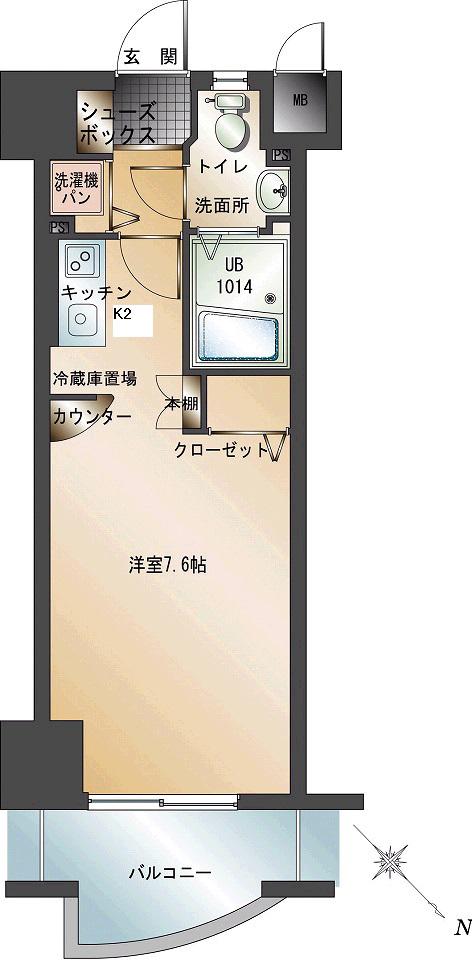 エンクレスト天神東(ワンルーム/8階)の間取り写真