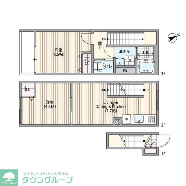 ミハス調布菊野台(2DK/2階)の間取り写真