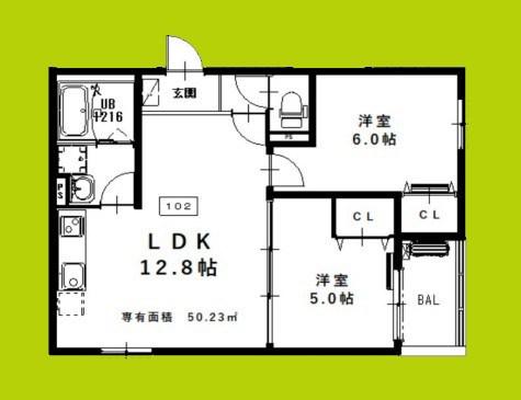 D PORTA MODERNO(2LDK/2階)の間取り写真