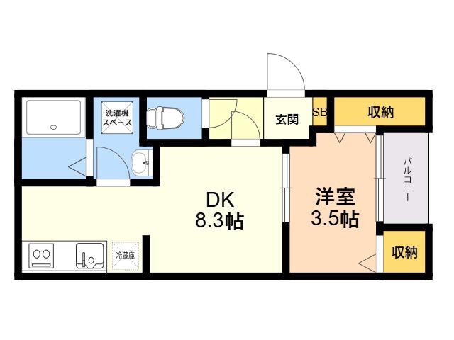 バーンメアオラチャ(1DK/2階)の間取り写真