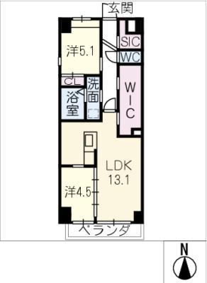 アーチレジデンス川名駅前(2LDK/8階)の間取り写真