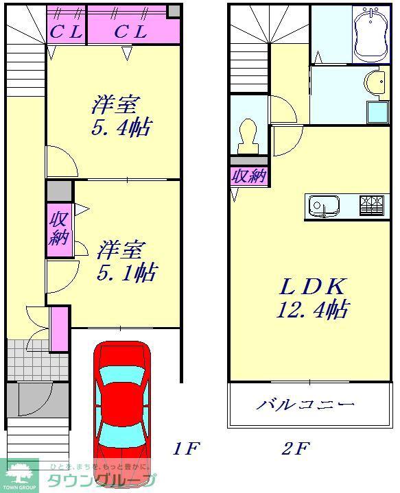 未来の森 弐番館(2LDK/1階)の間取り写真
