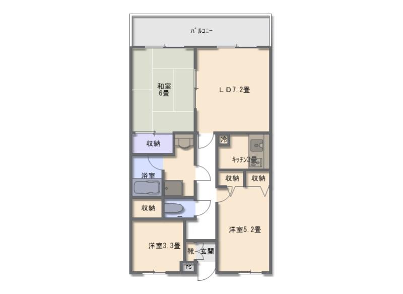 沼袋2丁目マンション(3DK/2階)の間取り写真