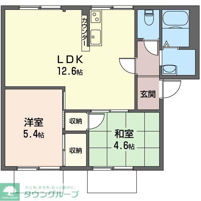 ハイム宮の越(2LDK/1階)の間取り写真