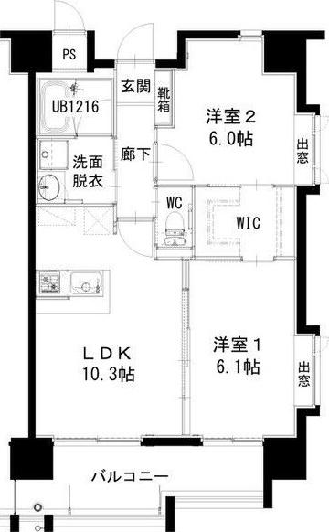 ヒルクレスト片野グランデI(2LDK/7階)の間取り写真