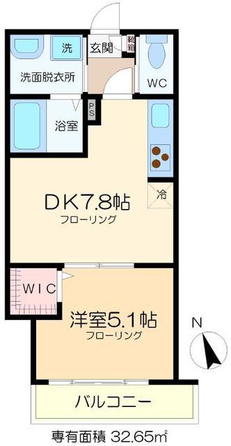 ブルーム南花畑(1DK/3階)の間取り写真