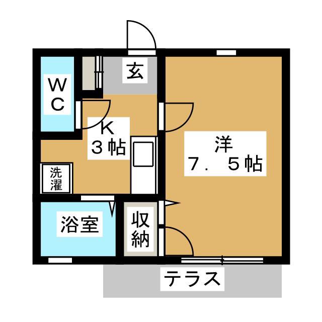 グリーンヴァレイ(1K/1階)の間取り写真