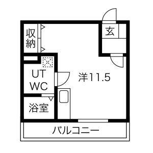 メリディアンなないろの里 伍番館(ワンルーム/3階)の間取り写真