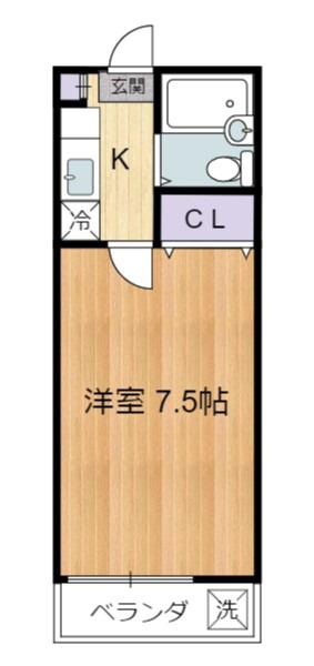 ヒルトップハイツ(1K/1階)の間取り写真