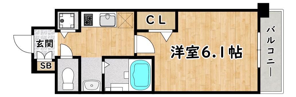 アスヴェル新北野モスト(1K/6階)の間取り写真