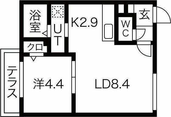 パティオ北21(1LDK/1階)の間取り写真
