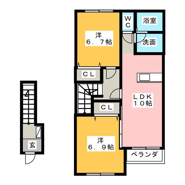 リアンジュ(2LDK/2階)の間取り写真