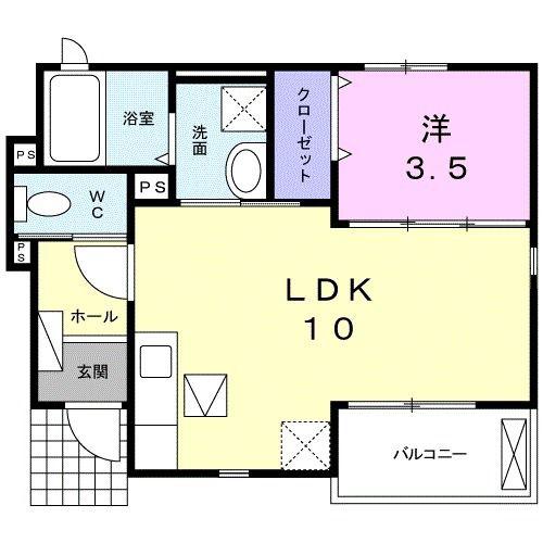 QUEEN・HILL(1LDK/1階)の間取り写真