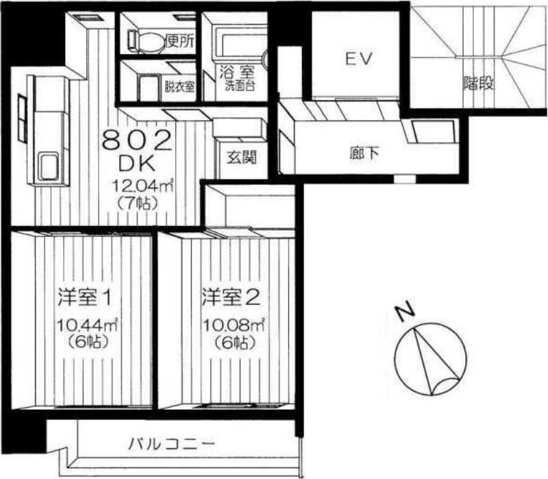グレイス・ミコ(2DK/8階)の間取り写真
